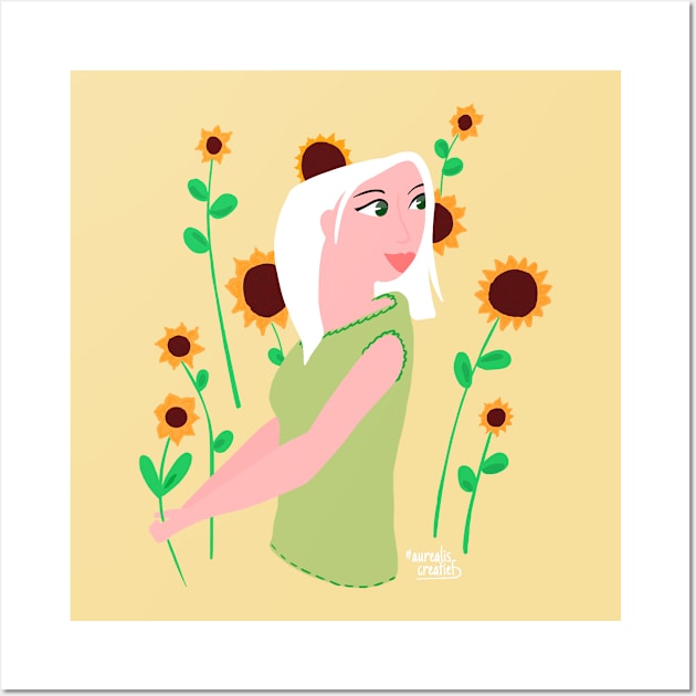 Sunflower girl Wall Art by Aurealis